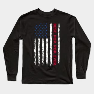 Best Pop Ever Vintage American Flag Fathers Day Long Sleeve T-Shirt